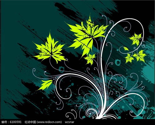 紅動網免費下載纏枝紋葉子矢量素材EPS文件